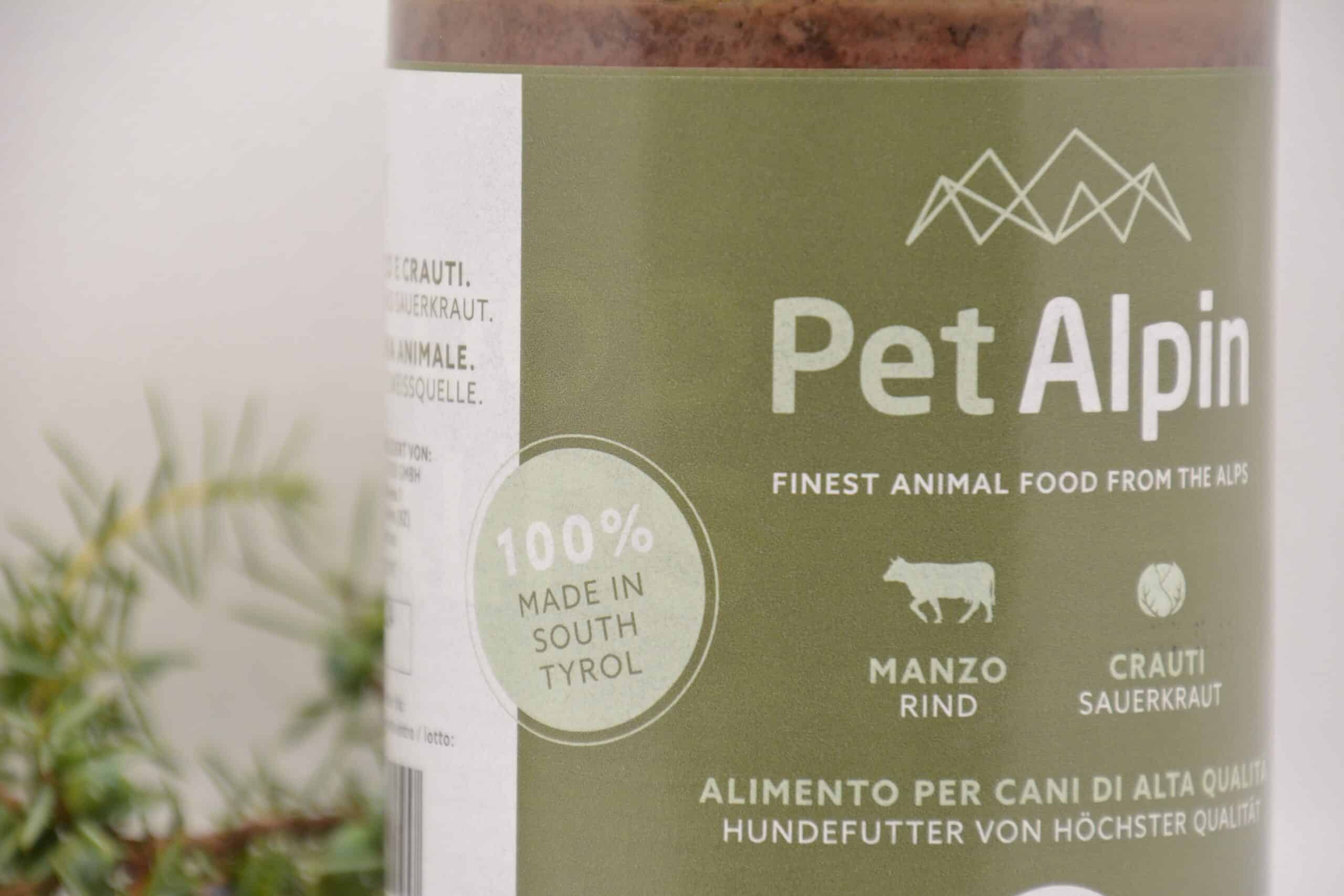Kraut Etikett PetAlpin Qualitätshundefutter